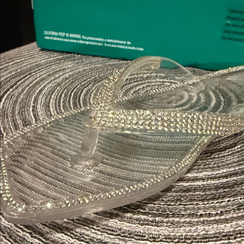 Lauren Lorraine Clear Rhinestone Jelly Flip Flop Sandals